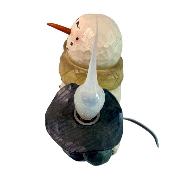 Snowman Night Light Figurine Prim Holiday Decor Lamp Electric Crazy Mountain - Picture 4 of 6